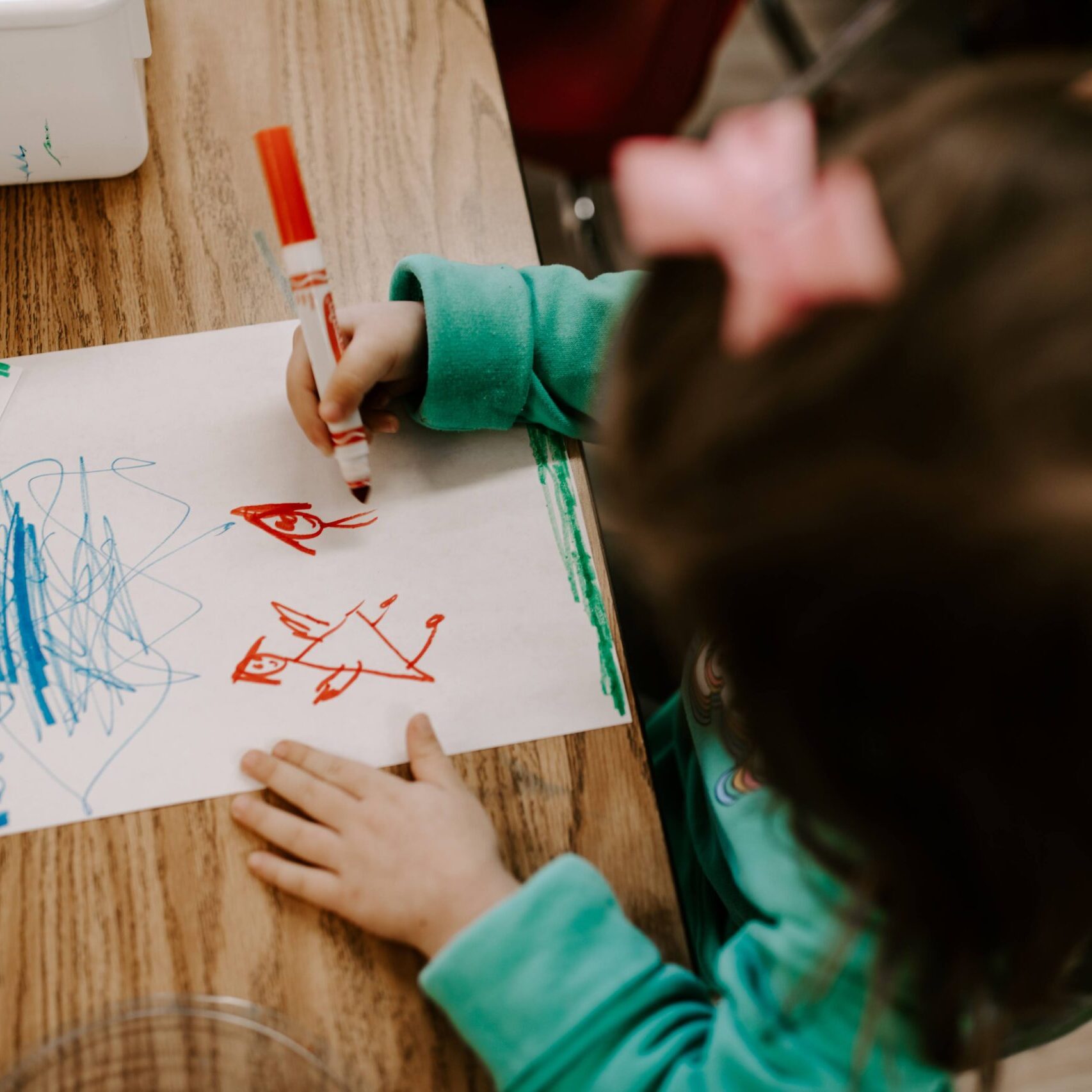A little girl drawing